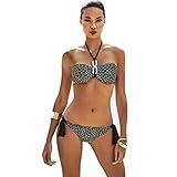 ropa de baño selmark 2018  Selmark Bikini Palabra de Honor en Copa B Estampado BG216 B - Negro, 90/42
