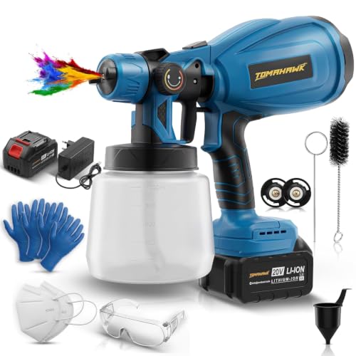 Image of TOMAHAWK CPS-20C Power Paint Sprayer 3800 RPM Noload Speed, 200cm-500cm Spraying Diameter with 20V-2 X 3.0 Ah Battery | Suitable for Wall, Door Paintings