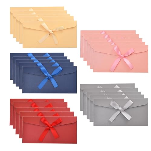 20 PCS Money Envelopes, Multiple Colors Pearl Paper Envelope with Ribbon, Gift Card Envelopes, Invitations Greeting for Easter, Thanksgiving Day, Valentine’s Day, Birthday