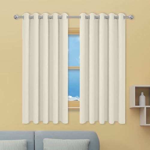 GOUSANG Cortinas Opacas Totalmente 166 x 217 cm con Ojales Modernas Decorativas Cortinas Grises Opacas per Interni Finestre con Anelli, Beige