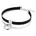 Womens's Fashion Simple Punk Alloy Metal O-Ring Black Flannel Collar Choker Necklace Jewelry Adjustable,11.6+2.36" Extender