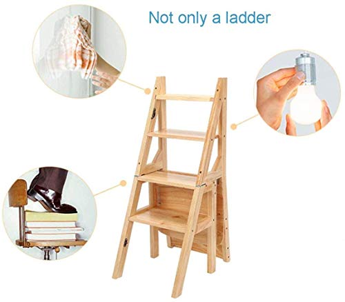 Taburete de escalera de 4 peldaños en madera maciza natural de 89 cm 8