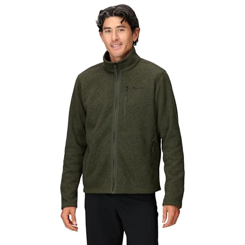 Image of Marmot Men's Drop Line Jacket, Warm Fleece Jacket, Full Zip Jacket, Breathable, Wind Resistant Body Warmer, packable, ideal for hiking & ski layering, Nori Heather, M
