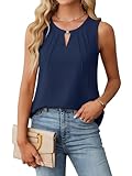 Damen Tank Top Oberteile Sommer V-Ausschnitt Ärmellos Weste Shirt Strand Vest Top Bluse Basic Casual Business Shirt Blusentop(Marineblau,XX-Large)