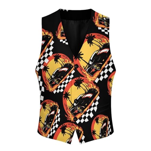 Us Muscle-Car Racing Men's Suit Vests Dress Vest V-Neck Waistcoat Slim Business Formal with Pocket4