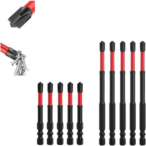 FPH2 Impact Screwdriver Bit Set for Electricians 10Pcs S2 Steel 65mm & 110mm Magnetic Hex Shank Bits with CNC Machined Tips for Circuit Breakers (10PC)