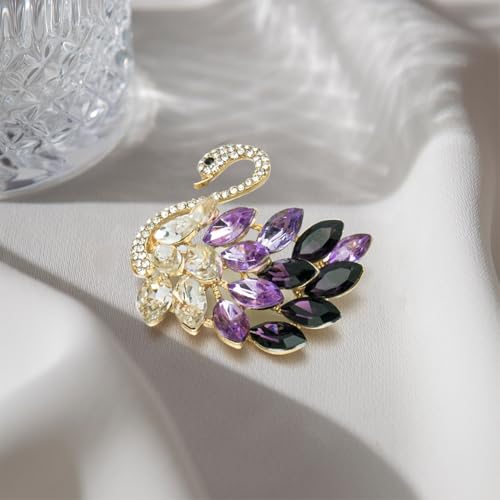 Image of Elegant Rhinestone Swan Brooch for Women, Crystal Swan Lapel Pin for Coat Jacket Scarf, Fashion Jewelry Gift for Mom Wife Girlfriend Birthday Anniversary Christmas
