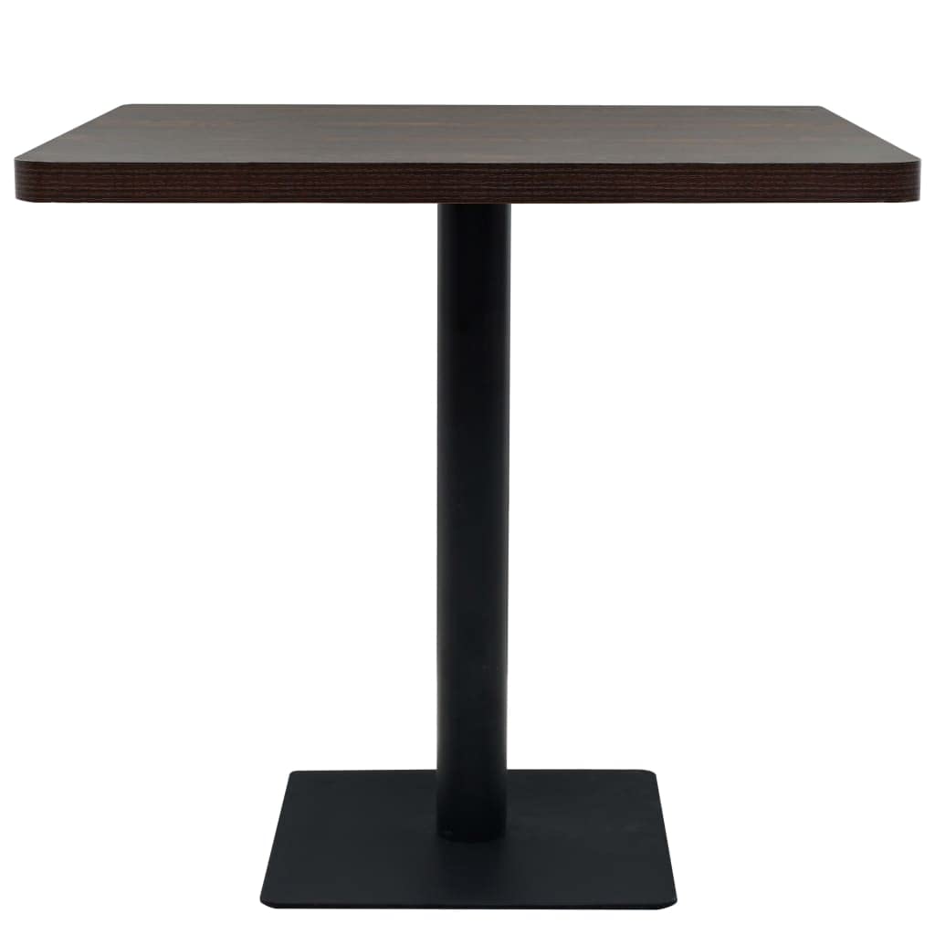Tavolo da bistrot quadrato, 80 x 80 x 75 cm, elegante tavolo da pranzo in MDF di frassino scuro e robusta gamba in acciaio, tavolino da caffè quadrato per gastronomia, ristorante, caffè e