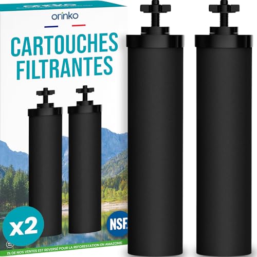 ORINKO® Cartouches Filtrantes pour Filtre à Eau Gravité x2 – Compatibles avec Filtres Berkey et Berkefeld – Certifiées NSF – Filtration Naturelle...