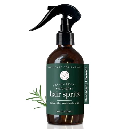 Rowe Casa Organics Natural Restorative Hair Spritz with Witch Hazel & Therapeutic Essential Oils Hand-Crafted Hair Volumizer Thickener & Growth Booster 4 Fl. Oz.