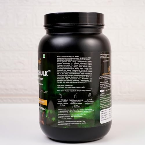Image of Alvista Labs TestoHulk 2-in-1 Whey Protein | 25g Protein with Himalayan Shilajit & Ashwagandha | Muscle Building & Explosive Stamina | Belgian Chocolate - 1kg