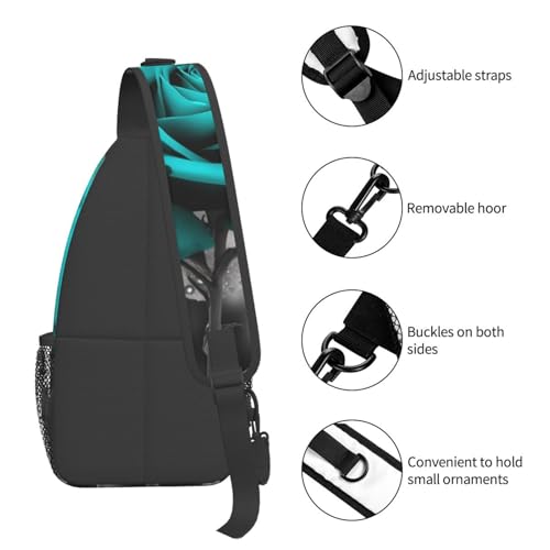Mochila Sling Crossbody Negra con Diseño Floral miniatura 4