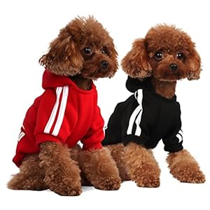 Mode Hund Hoodie Hundekleidung Streetwear Reine Baumwolle Sweatshirt Hund Katze Welpe klein mittelgroß Mode Outfit (Schwarz/Rot, L)