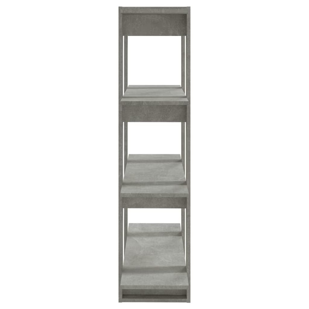 Bücherregal Betongrau 100x30x123,5 cm, Raumteiler mit elegantem Design, Robustes Standregal für Bücher, Zeitschriften und Dekoration, pflegeleicht mit feuchtem Tuch
