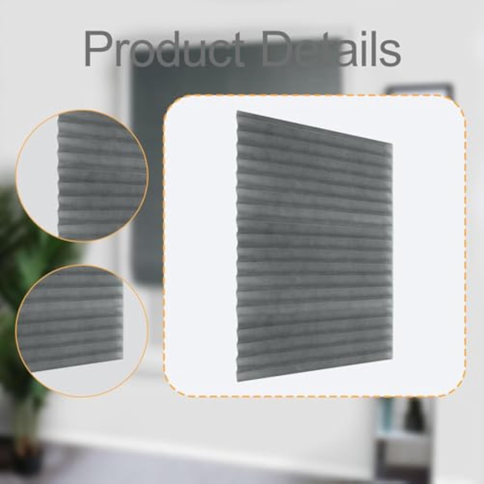 Blackout Window Pleated Shades, Breathable Grey