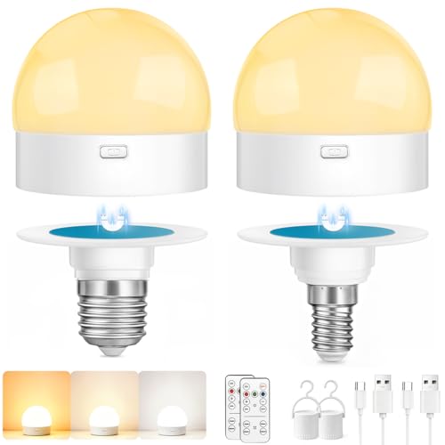 Ampoule LED Rechargeable Avec Télécommande, LED E14 à Intensité Variable,Avec Minuterie, 3 Températures de Couleur, Culot Magnétique, Usage Domestique,...