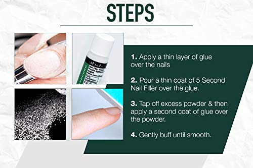 5 Second Nail Filler Powder For Cracked, Split, Damaged Nails 4 G, 3 Count #TOP4