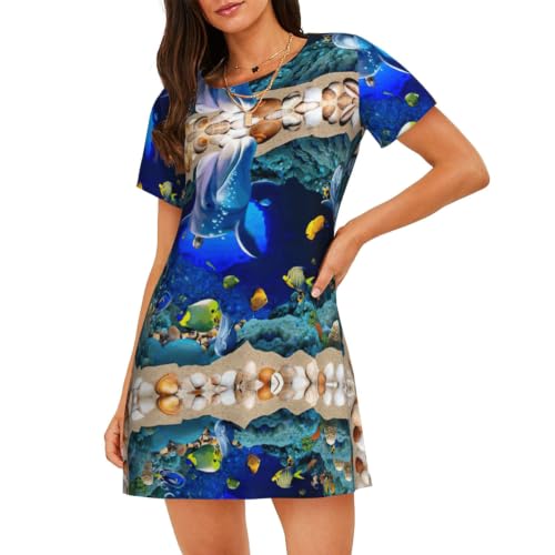 Chemise de nuit douce dauphin 3D pour calmer les peaux sensibles la nuit