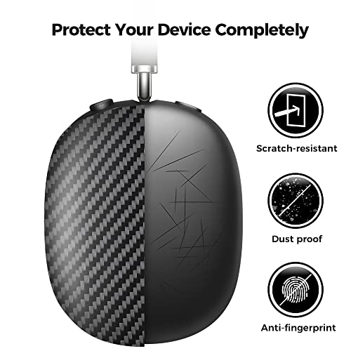 MONOCARBON Real Carbon Fiber Case for Airpods Max, Military Grade Protective Hard Cover for 2024 New and Old Apple Airpods Max Headphones Daily Scratch, High-End Premium Essentials