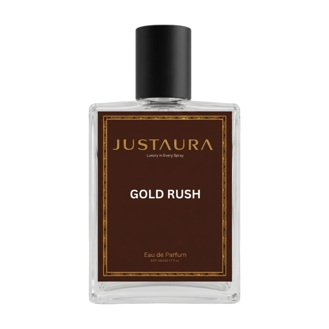 JUSTAURA Gold Rush Parfum 50ml | Sweet Woody Amber Perfume for Men | Long Lasting | Apple, Davana, Cedar, Damask Rose, Vanilla, Tonka Bean, Patchouli | Made in India-image-16