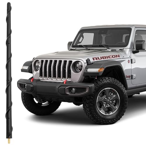 BASIKER 16 Inch Antenna for Jeep Wrangler Rubicon Sahara Unlimited 4xe 2007-2025, Jeep Wrangler Accessories, Spiral Rubber Upgraded Jeep Antenna Replacement Designed for Optimized Car Radio Reception