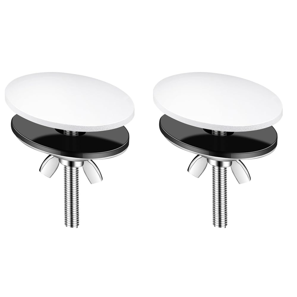 Confezione da 2 coperture per foro per lavello da cucina, in acciaio inox, accessori per mantenere pulito il lavandino della cucina e del bagno (bianco)