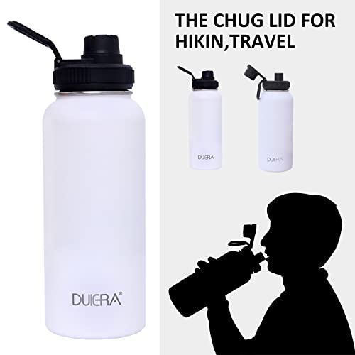 Duiera 32Oz Insulated Water Bottle Vacuum Stainless Steel Water Bottle With Straw & Leak Proof Spout Lids, Bpa Free, Keep Beverage Cold Or Hot - White #TOP4