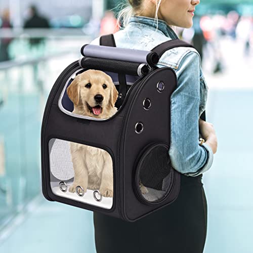 Covono Expandable Pet Carrier Backpack For Cats, Dogs And Small Animals, Portable Pet Travel Carrier, Super Ventilated Design, Airline Approved, Ideal For Traveling/Hiking/Camping, Black #TOP6