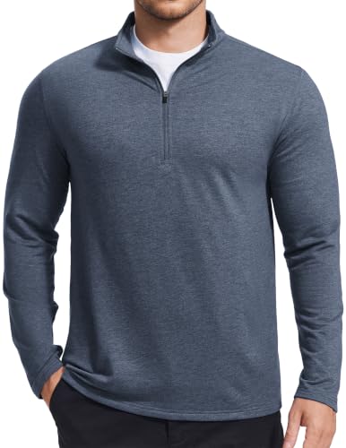PINSPARK Mens Quarter Zip Pullover Lightweight Swe...