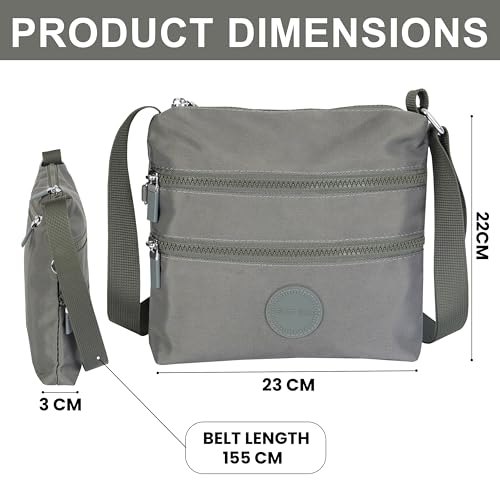 Image of Storite Crossbody Purses for Women Lightweight Small Travel Bag Shoulder Purses and Handbags with Multi Zipper Pockets - Grey (23x22x3 cm)