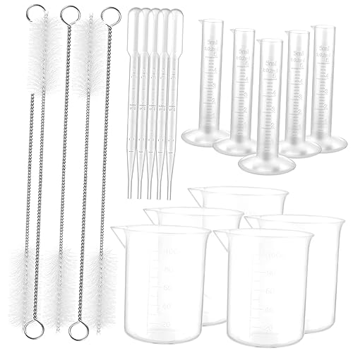 Cilindros medidores con pipetas 3 ml y vasos de plástico PP de laboratorio