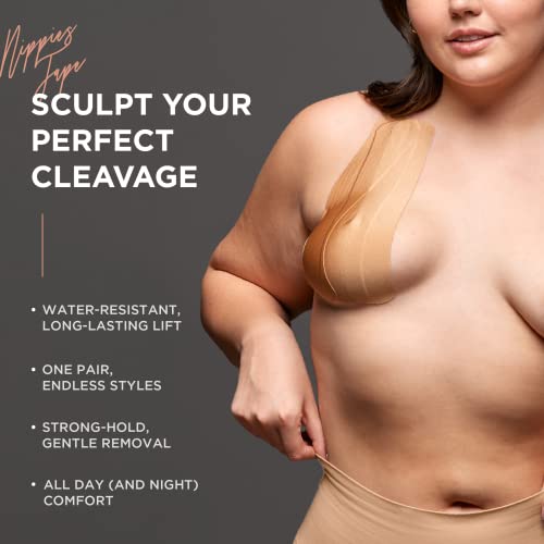 Image of Nippies Precut Tape (12 Pieces) - Boob Tape - Soft Stretch, Skin Safe, Custom Cleavage, Lingerie-Level Support