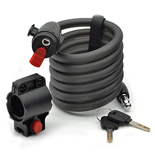Bike Lock Cable 6 Feet Bicycle Security Chain Lock with Combination Key Loop Long Hardness Safe Secure Frame Coil Uncuttable Heavy Duty Anti Theft Steel Wire Chain Lock for Bike Motorcycle Door Gate