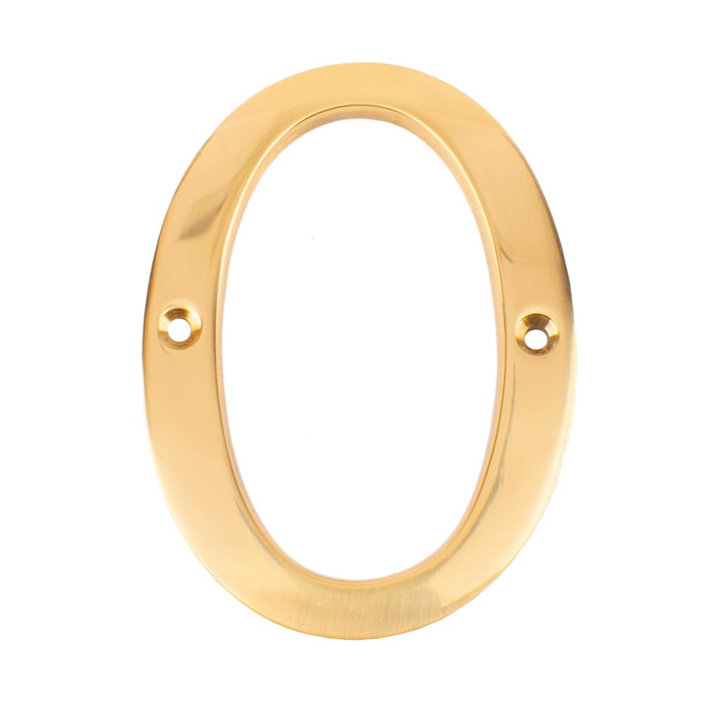 Dart Solid Cast Brass Metal Number 0 Door Numeral 100mm - Polished Brass