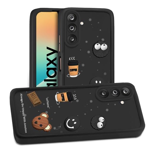 Image of AESTMO Back Case Cover for Samsung Galaxy M36 / F36 5G Cover | Cute Fun Cartoon | Coffee Silicone Case | Full Body Protection | Camera Protection Back Cover for Samsung Galaxy M36 / F36 5G (Black)