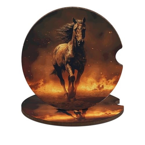 Posavasos para Carro de Madera Flame Horse 2.6 pulgadas Pack 2 miniatura 1