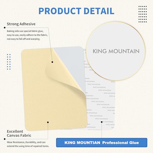 image for KING MOUNTAIN Canvas Repair Patch 9 x11 Inch 2 Pcs Self-Adhesive Water