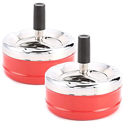 2 PCS Cenicero con tapa de metal Cenicero Giratorio con Tapa Cenicero a Prueba de Viento Exterio para ceremonia apertura,premios a empleados,exposiciones,bodas, cumpleaños,interior al aire libre Cover