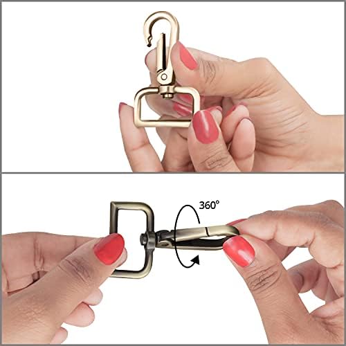 Belle Vous Assorted Metal Keychain Hooks with D Ring (16 Pack) - 26mm / 1 inch Width - Swivel Snap Carabiner - Lobster Clasps for Lanyard Clips, DIY Jewellery, Handbags/Purse, Sewing, and Crafts