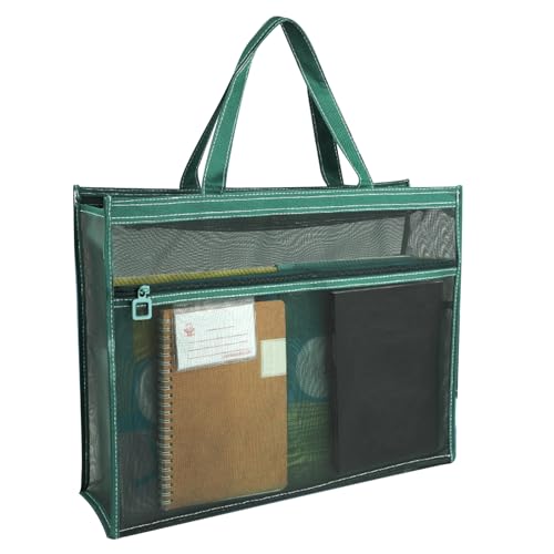 Bolsa de suministros de malla, bolsa de almacenamiento de arte transparente, organizador grande con cremallera A3, portátil con asa, funda transparente para documentos, carteles, pintura, material de
