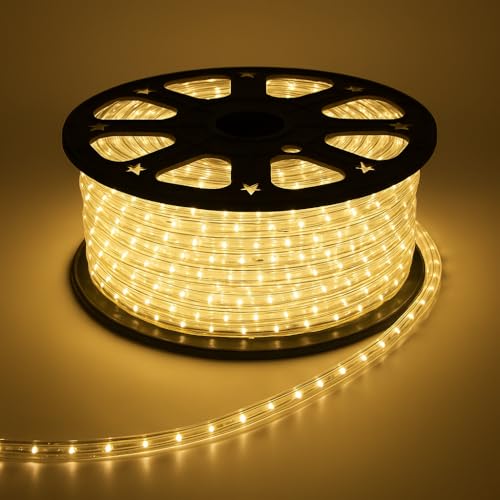 Bobina 50 metri TUBO LED luminoso luce bianca Calda 220v IP65 LUCE FISSA 2pin