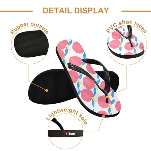 Sinestour Peach Leaves White Flip Flops for Beach Thong Sandals Anti-slip Lightweight Beach Slippers for Indoor Outdoor House3