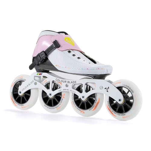 Patins à Roues alignées de Vitesse Confortables Taille Basse – Semelle en Fibre de Carbone, Platine en Aluminium, roulements ABEC-9, 4 Roues en PU – Patins de...