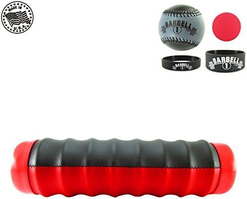 Barbell 1 Recoveroller + 2 Trigger Point Therapy Massage Balls - High Density Deep Tissue Foam Roller for Advanced Self-myofascial Release Great for Travel (Black/redredxl, 18 Inches)
