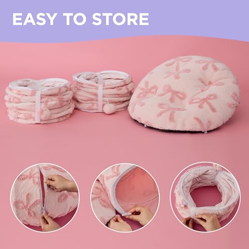 Image of Lesure Large Cat Tunnel Bed - Cute Donut Bed for Indoor Cats with Washable Circle Cushion, Round Pet Peekaboo Cave Toy for Multi Kitten /Puppy /Rabbit, Large Pink Taffy