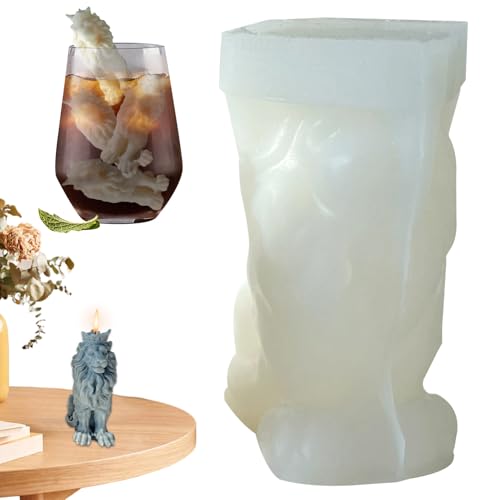 Molde para velas de león – Diseño de resina animal de silicona 3D | Bandeja para manualidades DIY para jabón, chocolate y dulces | Versátil máquina para hacer cubitos de hielo para cócteles de de