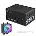 GeeekPi Raspberry Pi 4 metalowa obudowa z wentylatorem, obudowa Raspberry Pi 4B z niskoprofilową chłodziarką procesora, Raspberry Pi pozioma lodowa chłodziarka (czarna)