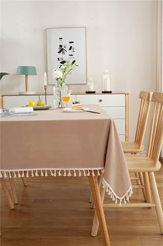 Nappe rectangulaire en coton jaune 140x160cm avec franges - 6