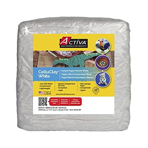 ACTIVA Celluclay Instant Papier Easy-to-Use, Mess-Free Sculpting Material for Art and Craft-2 lbs. -White Paper Mache Mix, 2 Pound Cover