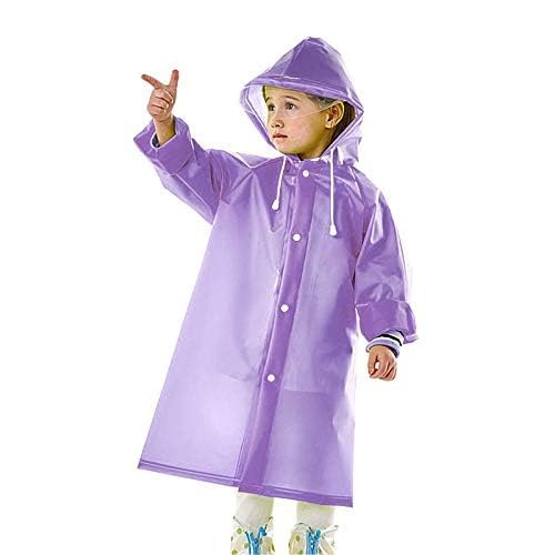 Image of Krystle Kids Plain Hooded Raincoat with School Bag & Side Pocket| Rain Fighter I Rain Coat for Boy's I Girl's with Carrying Pouch (Universal, Purple) (Multisize)